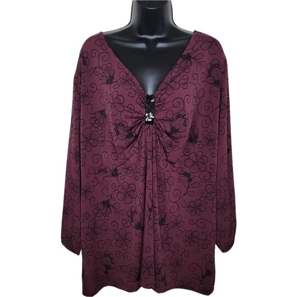 Apostrophe Nwt floral sequin top blouse size 24-26w - Picture 1 of 6
